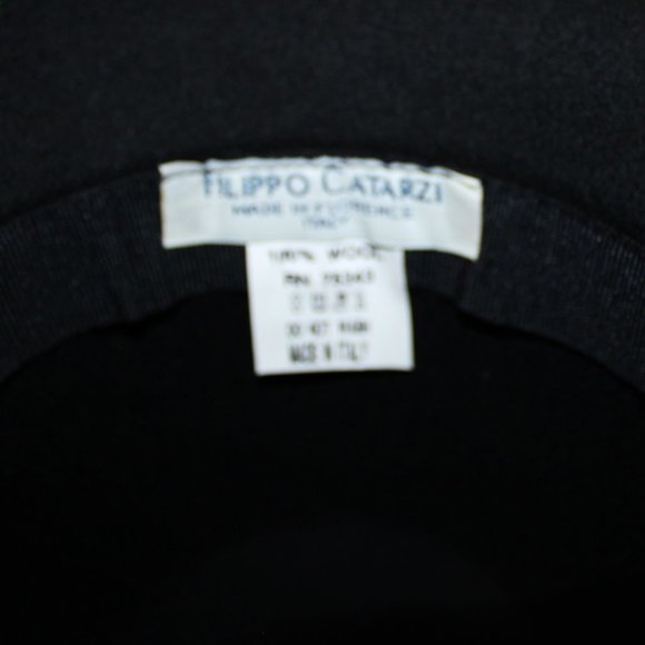 EC CUTE LADIES FILIPPO CATARZI 100% WOOL HAT WITH LEATHER BAND - BLACK - Picture 7 of 7